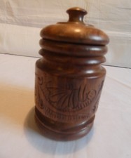 Wooden Craved  Box. 4X2 Round.  Could be a needle box.