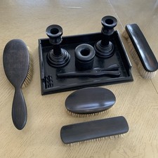 Collection Of Antique Ebony Dressing Table & Brushes Items 46A