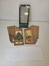 12 Vintage Christmas Greeting Cards 2 Designs Tree Candle 1999 Original Box