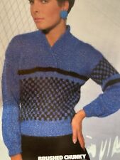 Vtg Hayfield 80s 2481 Ladies Chequer Board Jumper Knitting Pattern 30-40”