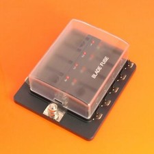 10 Way LED Fuse Box Holder for Standard Blade Fuses with Warning Light 12V 24V