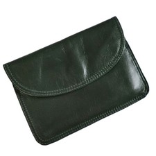 BNWOT ENNY minimilist purse wallet keyfob in dark green Italian leather 13x10 cm