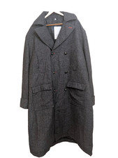 Men black wool overcoat - black, long