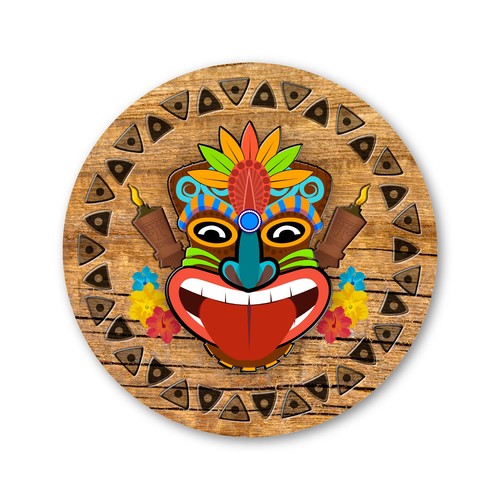 Tiki drinks coaster beer mat - tiki,