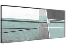 Duck Egg Blue Grey Painting Living Room Canvas Wall Art - Abstract 1396 - 120cm