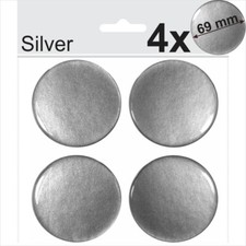 4x 69mm SIlver Domed Resin Centre Cap Hub Stickers Wheel trims Caps Badge Emblem