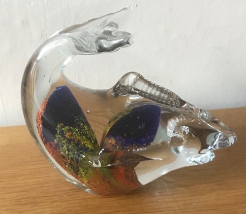 Glass paperweight dolphin fish - paperweight,