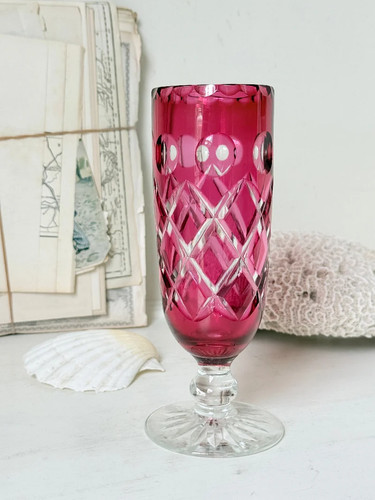 Antique cranberry cut clear - cranberry, to