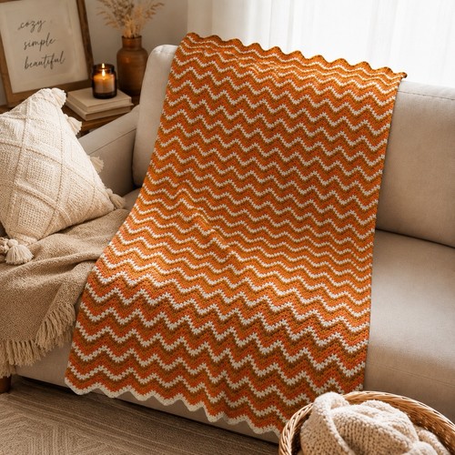 Vintage chevron crochet afghan - chevron,