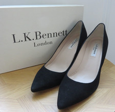 LK Bennett Floret UK5 EU38 black suede court shoes heels NEW in box