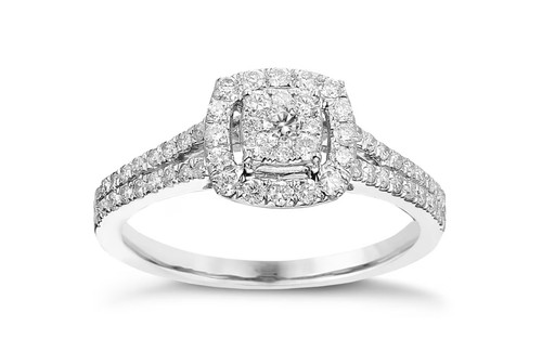 Diamond halo ring 9ct - ring.,