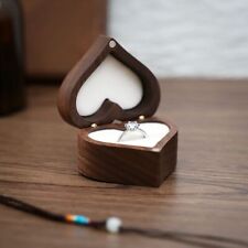 For Lover Engagement Storage Box Heart Shape  Wooden jewelry Display Ring Box