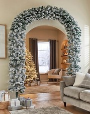 Christmas Tree Arch Door Decoration Snow Flocked - 8ft - Doorway