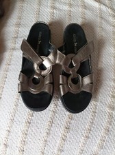Remonte Dorndorf Metallic Grey Leather Mules Sandals Shoes Size 5, Excellent...