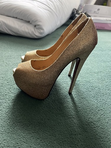 Gold glitter heels - gold, 5
