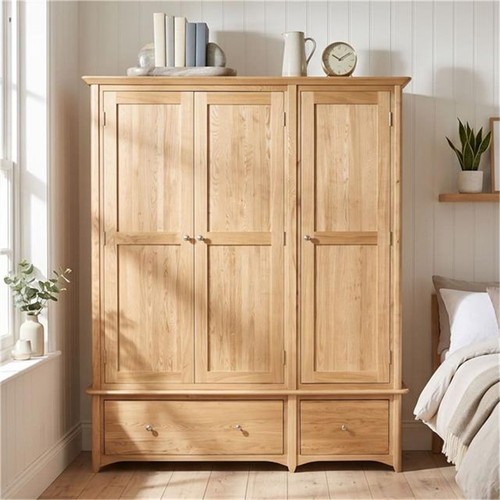 Solid oak triple wardrobe - solid,