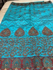 Bollywood Turquoise Saree with Blouses Beautiful Work and Silky Finish