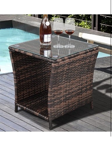 Wicker patio side table - patio,