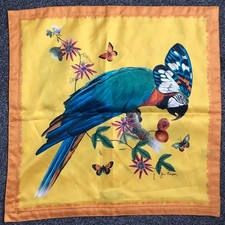 Vintage Jim Thompson Ombré Silk Cushion Covers x2 Parrot Botanical Design MINT