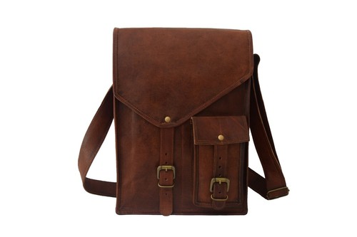 Vintage leather messenger - 12",
