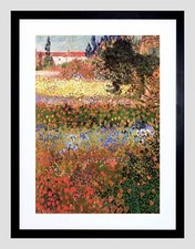 VAN GOGH FLOWERING GARDEN OLD MASTER BLACK FRAMED ART PRINT B12X2062