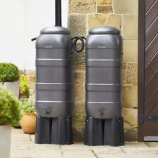 Grey plastic 100 litres slim water butt double kit (200 litres total)
