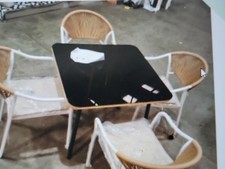 dining table and 4 chairs set  black/natural x 4 bucket chairs White 