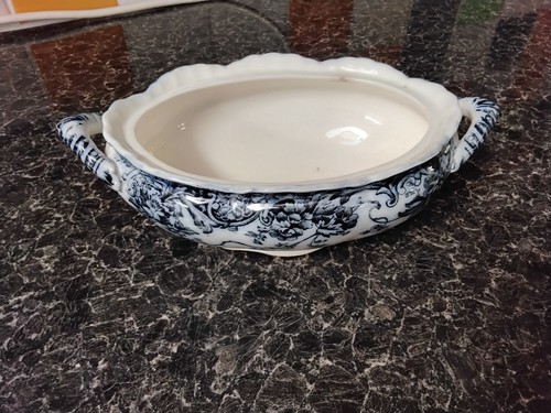 Blue white china oval bowl - (china,