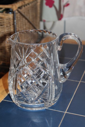 Vintage crystal cut glass jug - vintage,
