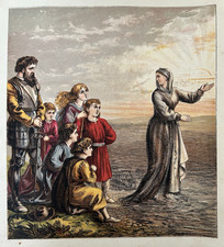 Antique Bible Print c1872 | Victorian Toy Book Keepsake | Religious Portrait