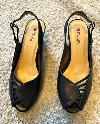 Pavers blue leather slingback - pavers,