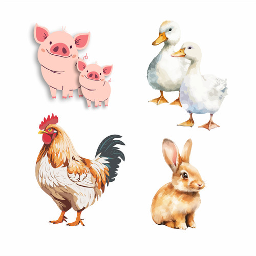 Farm animal stickers decor - animal,