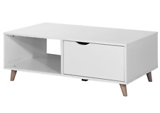 Coffee Table Open Storage with 2 Drawers and Cut Out Handles Scandinavian Style
