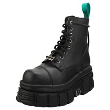 New Rock Combat Vegan Unisex Platform Boots in Black
