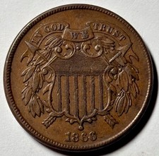 1866 Two Cent Piece. High