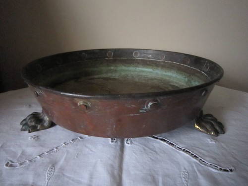 Antique copper brass plant pot - brass,