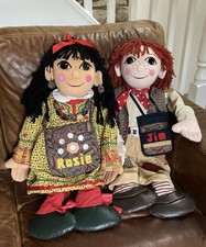 Rosie And Jim Rag Dolls Large Vintage Born to Play 30” Plush With Bag & Notepad
