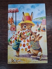 At The Seaside Racey Helps Postcard