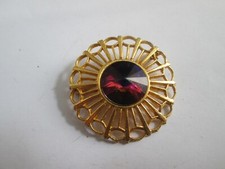 Vintage Rivoli Glass Crystal Gold Plated Brooch Pin Vintage Jewellery