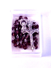 FEBRUARY BIRTHSTONE    Amethyst    ITALIAN GLASS ROSARY    6mm Beads