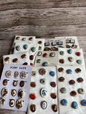 Vintage Scarf Clips On Original Shop Displays X11 Joblot. B64