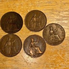 5 x Great Britain 1947 One Penny - Bronze - High Grade