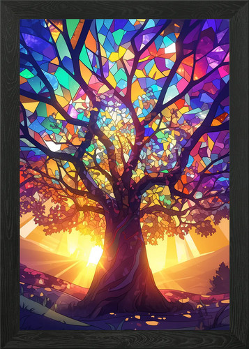 Stained glass magical tree - glass,
