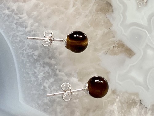 Tigers eye gemstone stud - tigers,