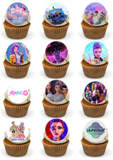 KPop Demon Hunters Cupcake Toppers x24, Pre-Cut. Premium Edible Wafer Card