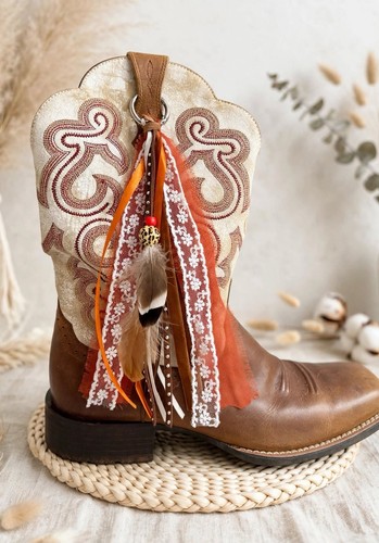 Orange handmade boot tassels - boot,