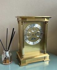 Heavy Brass Moon Phase Calendar Clock Large Carriage Clock