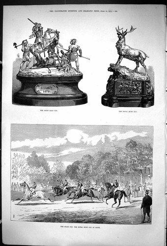 Antique old print 1875 ascot - old,