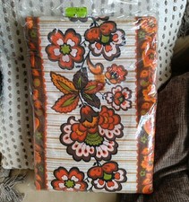 VINTAGE FLORAL CURTAINS 1960s 70s MID CENTURY ORANGE BROWN TV PROP FABRIC