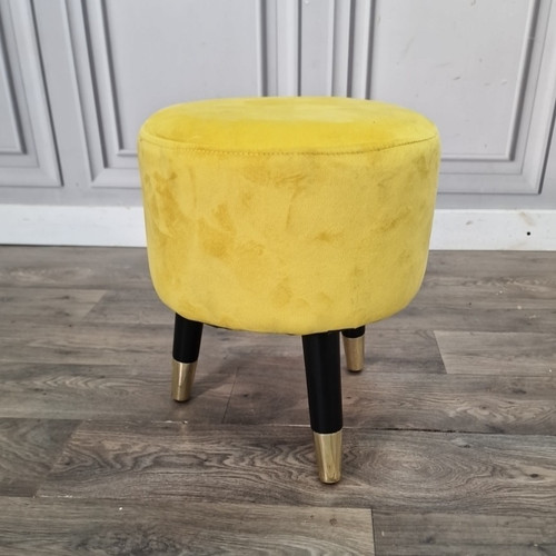 Modern yellow velvet footstool - yellow,